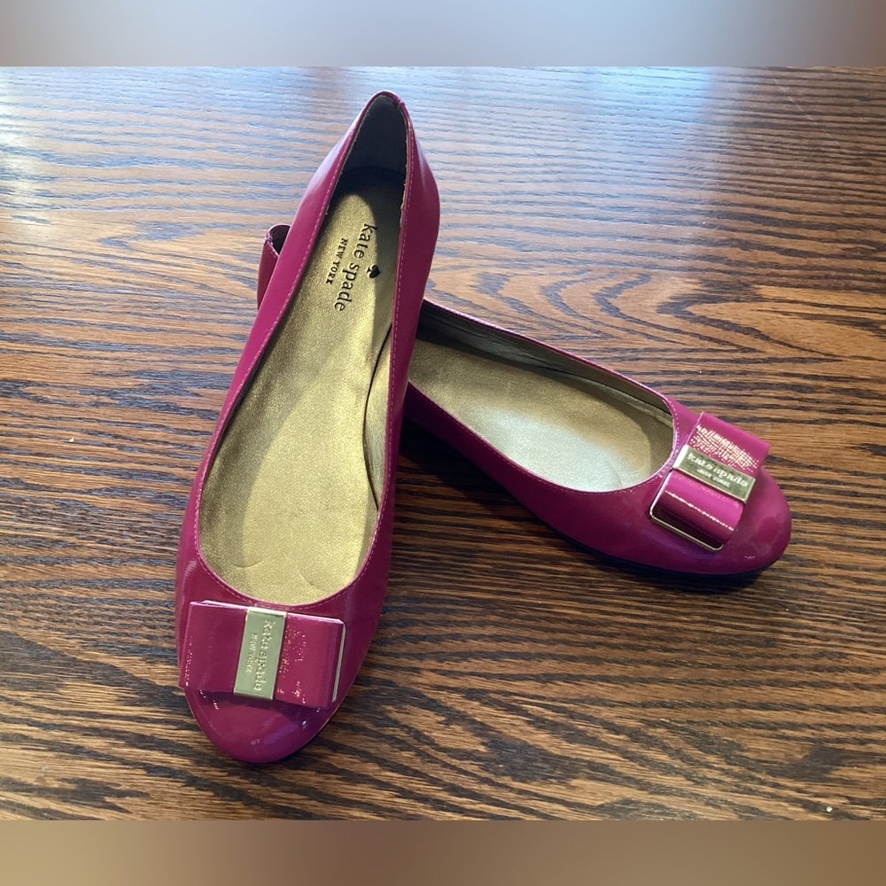 kate spade Fuchsia Patent Bow Ballet Flats